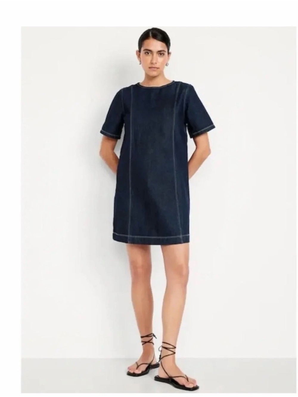Old Navy Denim Shift Dress Size Large Back Zip Like New